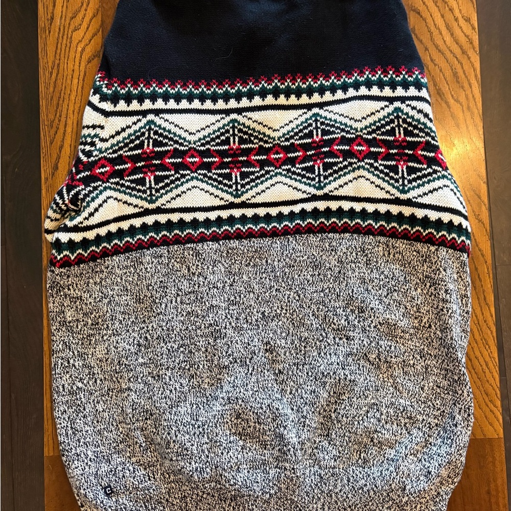 Chaps Navy Fair Isle Zip-Up Shawl Collar Sweater with Red Accents - Picture 4 of 4